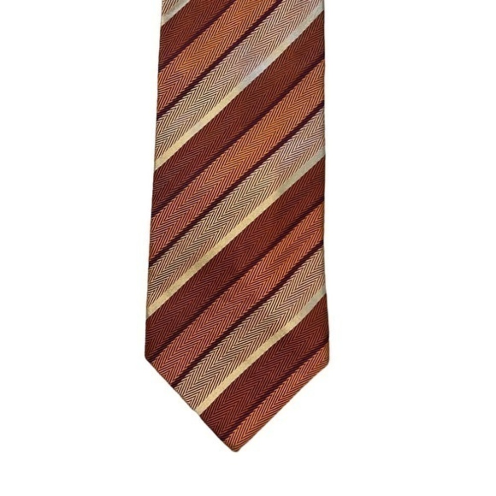XMI Platinum orange multi herringbone twill silk tie